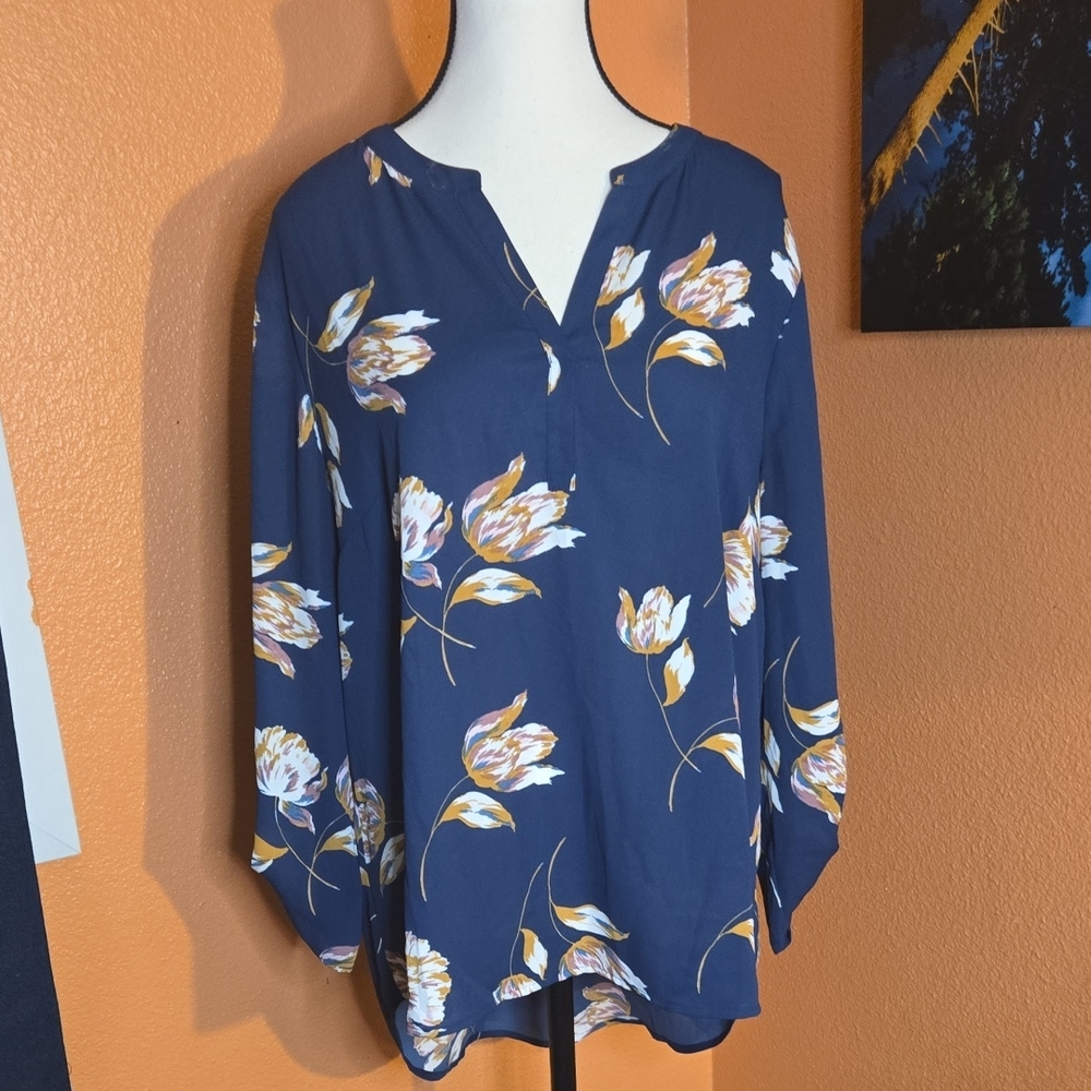 Daniel Rainn Blue Floral Blouse